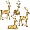 Enfeites de Natal em Resina Transfronteiriços, Decorações para Mesa de Entrada de Casa, Estilo Nórdico de Luxo Leve, Enfeites Criativos de Rena Dourada