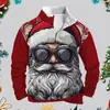 Sudadera Navideña para Hombre Estilo Comercio Exterior Transfronterizo 2024 Moda Sudadera con Estampado Digital Navideño Cuello Redondo Pullover
