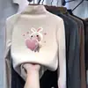 Linda camiseta de manga larga estampada para niños, nuevo estilo otoño/invierno, diseño coreano, hecha con suave tejido polar, capa base cálida para niñas