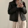 En Stock Chic Coreano Elegante Genial Chica Motociclista Chaqueta Abrigo de Cuero Chaqueta de Cuero