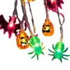 Nueva cadena de luces de colores transfronteriza decoración de Halloween Araña murciélago fantasma calabaza festival de fantasmas luces decorativas cadena de luces colgantes