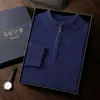 Suéter Básico de Malha Cashmere Engrossado com Zíper e Gola Meia-Alta para Homens no Outono e Inverno - Top Quente para Homens Jovens e de Meia-Idade