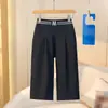 Shorts Casuais Pretos de Cintura Alta Plus Size, Versáteis, Emagrecedores, de Perna Larga, Cropped para Figuras Baixas, Verão