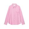 Atacado Exportação Transfronteiriça Roupas Femininas Primavera e Verão 2025 Estilo Europeu e Americano Gola Lapela Manga Longa Camisa Listrada Tops para Mulheres K71478