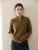 Suéter de Cachemir con Cuello Alto y Media Cremallera para Mujer 100% Cachemir Puro Tejido de Punto Trenzado Grueso Ajuste Holgado Adelgazante Suéter Básico de Punto