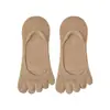 Calcetines de barco de cinco dedos para mujer, verano, algodón puro, absorbentes de sudor, resistentes al olor, calcetines cortos de boca baja, finos, antideslizantes en el talón, calcetines invisibles