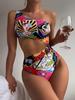 2024 Novo Comércio Transfronteiriço Europeu e Americano Moda Sexy Ombro Desenho Animado Estampa de Quadrinhos Maiô Peça Única Maiô Feminino