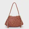 Bolso de Hombro Cruzado Tejido de PU Estilo Coreano para Mujer, Temporada Primavera y Verano, Moderno y Popular, Versátil