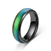 Amazon Caliente Caliente Caliente Anillo que Cambia de Color por Temperatura Anillo de Acero Inoxidable para Pareja Anillo Simple que Cambia de Color Anillo