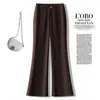 Calça Flare Casual de Cintura Alta com Meio Elástico, Nova, Estilo de Trabalho para Primavera e Outono, Versátil, Emagrecedora