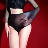 Calcinha Sexy Totalmente Transparente Brilhante de Cintura Alta 5D Ultrafina Sedosa Transparente Sem Costura Alta Elasticidade Tamanho Grande Calcinha
