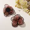 Malla de estilo coreano, suave y elegante, con pedrería y flores de camelia, versátil para DIY, liga para el cabello, pinza de tiburón, accesorio para ropa y cabello.
