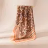 Bufanda cuadrada de seda y lana lujosa y sofisticada para primavera-verano, bufanda fina y sencilla estampada de seda y lana, pañuelo para la cabeza de mujer en estilo artístico