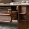 Mesa de Centro para Sala de Apartamento Pequeño Estilo Mid-Century de Madera de Nogal Negro Norteamericano, Mesa de Centro Multifuncional con Estructura de Madera Maciza para el Hogar