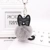 Chaveiro de gatinho preto fofo pingente de bola de pelo de coelho Rex imitação pingente de pelúcia de gato presente
