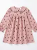 Vestido Infantil Feminino Estilo Coreano Outono 2026 com Gola Boneca Doce Vestido Princesa Infantil com Estampa de Laços e Mangas Longas
