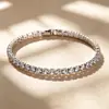 Transmisión en Vivo Transfronteriza Europea y Americana Suministro Moda Lujo Ligero Pulsera de Circonita de 4 mm Pulsera Tenis Unisex Joyería de Mano con Pedrería de Colores