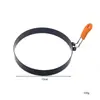 Acero Inoxidable 430 Freidora Redonda para Huevos Mango con Funda de Silicona Anillo para Huevos Molde para Huevos Fritos Molde para Panqueques Anillo para Huevos Fritos