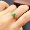 Anillo de Esmeralda Natural al por Mayor de Fábrica Plata S925 Incrustado con Piedra Principal 6*6 Joyería de Lujo Venta Directa de Fábrica Piedra Preciosa