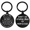 Llavero con letras de acero inoxidable "No hagas estupideces", regalo de Navidad para padres e hijos.