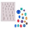 Molde de silicone líquido em formato de semicírculo de gema geométrica, molde para decoração de bolo de açúcar, argila, gesso
