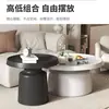 Mesa de centro moderna estilo crema de lujo ligero con bloques de color para sala de estar, adecuada para espacios pequeños, alto valor estético, versátil, mesa tipo bandeja anidada de moda