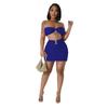 Ropa Europea y Americana Amazon Palomitas de Maíz Venta Caliente Sexy Ombligo Descubierto Pecho Envuelto Falda Corta Conjunto de Dos Piezas Burbuja Personalización en Lote Pequeño
