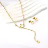Joyas de moda transfronterizas de moda europea y americana, estilo metálico, acero inoxidable, pendientes huecos de amor, collar, juego de joyas