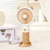 Ventilador de mano portátil de dibujos animados con orejas pequeñas para estudiantes, con base de soporte para teléfono móvil, control de tres velocidades, ventilador recargable