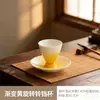 Taza de té pequeña de cerámica de color degradado creativo Juego de dos piezas Taza de té para el hogar Taza de maestro Taza de té giratoria Posavasos para taza de té Taza de agua