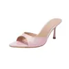 Sandalias de Tacón Alto de Punta Abierta y Punta Fina de Moda Veraniega Nueva, Exclusivas Transfronterizas Europeas y Americanas, Lujo Ligero, para Mujer
