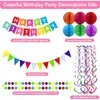 Serie de Colores Claros Frescos Set de Cumpleaños Banner FELIZ CUMPLEAÑOS Bola de Panal Decoración de Techo Adorno Colgante