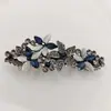 Grampo de Cabelo Feminino Vintage Flor de Strass Grande para Rabo de Cavalo Primavera Grampo de Trás da Cabeça Meio Preso Horizontal Lateral Doce Elegante Acessório de Cabeça