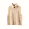 Chaleco de punto trenzado de cuello alto para mujer, nuevo top base de cachemir para capas de otoño e invierno