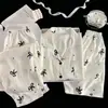 Pijama de Algodón Nube para Mujer en Primavera y Verano, Cárdigan de Manga Corta Dulce y Lindo, Pantalón Corto, Conjunto de Tres Piezas para Casa que se Puede Usar Afuera
