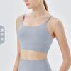 Top deportivo sexy de licra con tirantes pequeños y espalda descubierta, sujetador deportivo de fitness de media resistencia, ropa interior deportiva avanzada para mujer