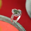 Yuebao Joyería Jade Hetian Natural Plata de Ley S925 Jaspe Patrón de Pergamino Calabaza Anillo Retro Étnico Chino Personalizado