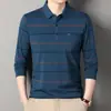 Camisa Polo para Hombre Primavera Otoño Rayada Bolsillo Real Manga Larga Camiseta Cuello Solapa Casual Top Camiseta Capa Base para Hombre