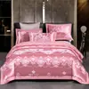 Conjunto de Luxo de Algodão Jacquard Cetim Estilo Europeu Quatro Peças, Conjunto de Cama de Casamento Bordado de Algodão Puro, Venda por Atacado do Fabricante