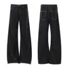 Calça Jeans de Perna Larga com Costura Curva para Homens, Novo Estilo Coreano Primavera/Verão Original em Denim com Efeito de Caimento, Calça Longa Casual Solta para Mulheres