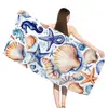 Toalla de playa de microfibra con diseño de conchas y estrellas de mar transfronteriza de Amazon, toalla de baño para natación al aire libre en la playa, absorbente, de secado rápido, portátil