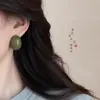Pendientes de Resina Geométricos de Color Sólido Aguja de Plata Estilo Hong Kong Diseño Retro Pendientes Elegantes Moda Otoño e Invierno Pendientes de Gama Alta