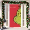 Cubierta de Puerta Decoración de Dibujos Animados del Grinch Cubierta de Puerta Navideña Monstruo Verde Grinch Tela Colgante Tapiz Fondo de Cubierta de Puerta