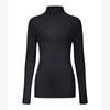 Elegante Dama de Otoño e Invierno de Fondo Alto 100% Lana de Oveja Cuello Medio Alto Manga Larga Camiseta Base Top Aspecto Adelgazante Tejido de Punto