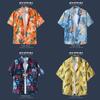 Moda de Verano Estilo Hawaiano de Playa Camisa Floral de Manga Corta para Hombre Talla Extra Camisa Fresca de Seda de Hielo con Sal Ropa de Hombre