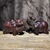 Adornos de Elefante de Madera Maciza Tallada Ébano, un Par de Elefantes para Sala de Estar, Regalos de Inauguración de Casa, Elefante de Calabaza