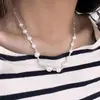 Colar Shijia de Zircônia Pérola Colorida Feminino Luxo Acessível Moda de Nicho Design Corrente para Clavícula Versátil Corrente para Suéter Não Desbota