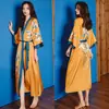 Roupão Feminino Estampado Plus Size de Verão, Roupão de Banho de Cetim Imitação de Seda de Luxo, Roupa de Casa Feminina