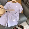Conjunto de Verano para Mujer Estilo Coreano Amazon Camiseta Casual de Manga Corta Suelta Pantalones Cortos Deportivos Moda Casual Conjunto de Dos Piezas