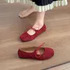 Zapatos Mary Jane de encaje de nicho para mujer, nuevo estilo Otoño 2026, bailarinas de gamuza, corte bajo, suela suave, zapatos de vestir cómodos